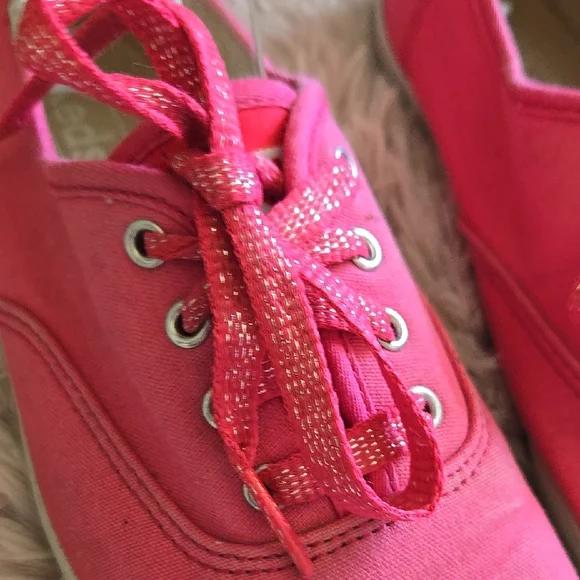 Keds Women's US 6.5 Spring Summer Coral Canvas Lace-Up Sneakers with Whitw Sole - Picture 3 of 10